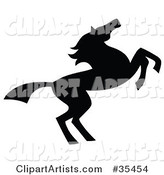 Black Silhouetted South Western Styled Horse Running Right