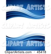 Blank Wavy White Text Box Bordered in Blue Waves