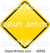 Blank Yellow Diamond Shaped Warning Sign with a Black Border