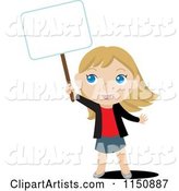 Blond Girl Holding up a Blank Sign