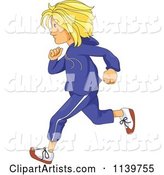 Blond Girl Running in Sweats