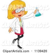 Blond Scientist Girl Holding a Flask