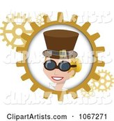 Blond Steampunk Woman and Gears