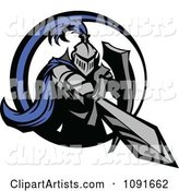 Blue and Gray Knight Stabbing with a Sword