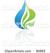 Blue and Green Organic and Ecology Water Drop Logo Design or App Icon - 1