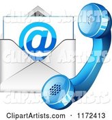 Blue Contact Telphone and Email Icon