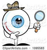 Blue Eyeball Character Detective Holding a Magnifying Glass