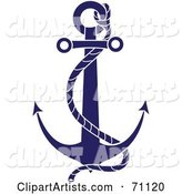 Blue Nautical Anchor with a Rope