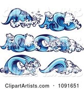 Blue Ocean Wave Borders and Design Elements