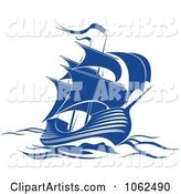 Blue Sailing Ship 2