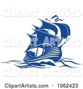 Blue Sailing Ship 3