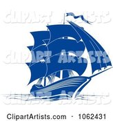 Blue Sailing Ship 4