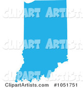 Blue Silhouetted Shape of the State of Indiana, United States