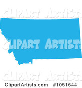 Blue Silhouetted Shape of the State of Montana, United States