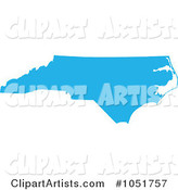 Blue Silhouetted Shape of the State of North Carolina, United States