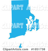 Blue Silhouetted Shape of the State of Rhode Island, United States