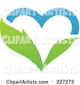 Blue Sky and Green Leaf Heart Logo