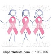 Breast Cancer Awareness Ribbon Women Holding Hands