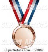 Bronze Medal Award on a Red, White and Blue Ribbon