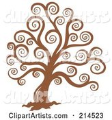 Brown Swirly Tree Design