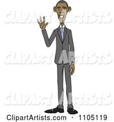 Caricature of Barack Obama Standing and Waving