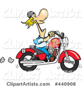 Cartoon Biker Laughing on His Motorcycle