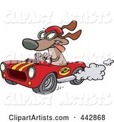 Cartoon Dog Racing a Hot Rod
