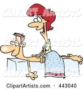 Cartoon Friendly Female Massage Therapist Massaging a Patient