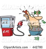 Cartoon Gas Pump Holding up a Customer