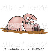 Cartoon Happy Pig in a Mud Puddle