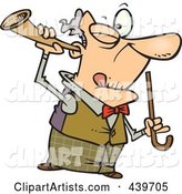Cartoon Old Man Holding a Trumpet up to His Ear