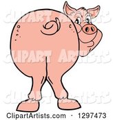 Cartoon Pig Butt, with Him Smiling Back