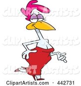 Cartoon Sexy Hen in a Red Dress