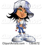 Cartoon Tough Urban Gang Banger Chick Holding a Lolipop