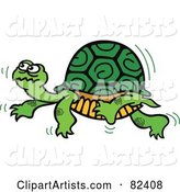 Cartoon Turtle Walking Slowly by