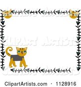 Cat Border with Kittens and Fish Bones