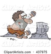 Caveman Using Stones to Type on a Computer