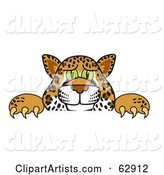 Cheetah, Jaguar or Leopard Character School Mascot Looking over a Surface