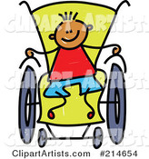 Childs Sketch of a Boy in a Wheelchair