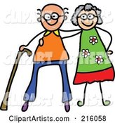Childs Sketch of a Happy Elderly Couple