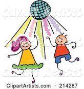 Childs Sketch of Kids Dancing Under a Disco Ball