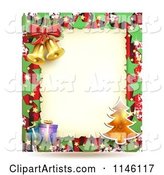 Christmas Frame with Gifts a Tree and Bells