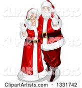 Christmas Santa and Mrs Claus Waving