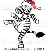Christmas Zebra Wearing a Santa Hat and Dancing