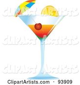 Cocktail Umbrella and Cherry in a Tropical Alcoholic Beverage