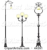 Collage of Three Vintage Iron Street Lamps