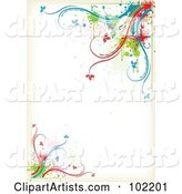 Colorful Floral Vine Border Around White Space