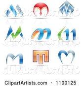 Colorful Letter M Icons with Reflections