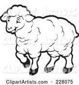 Coloring Page Outline of a Happy Sheep