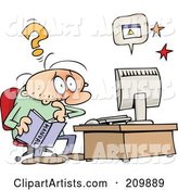 Computer Illiterate Toon Guy Trying to Solve a Computer Problem